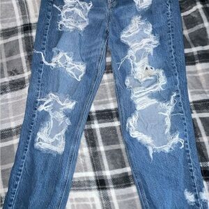 American Eagle Outfitters Blue Boyfriend Jeans Distressed Style